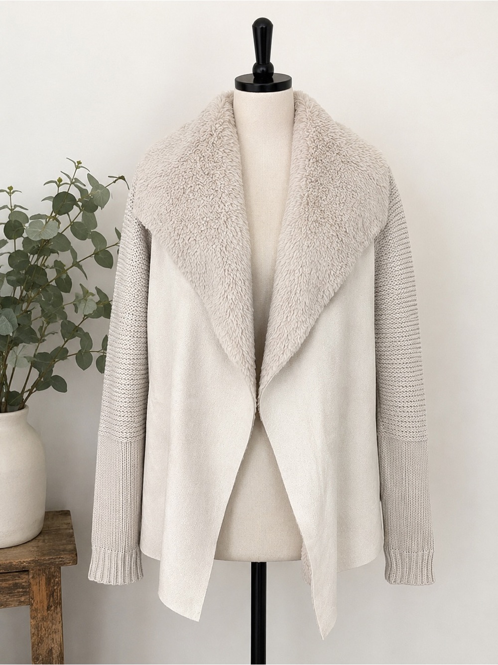 Madison & Lola Sherpa Collar Knit Cardigan Jacket Medium